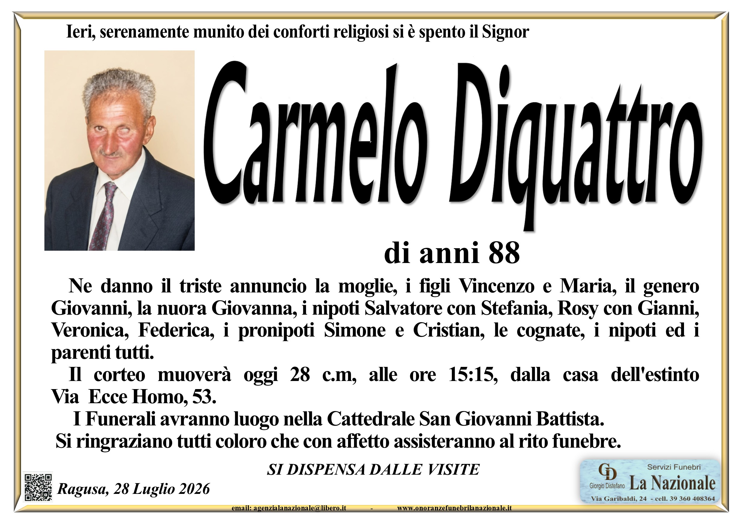 Necrologi: Carmelo Diquattro