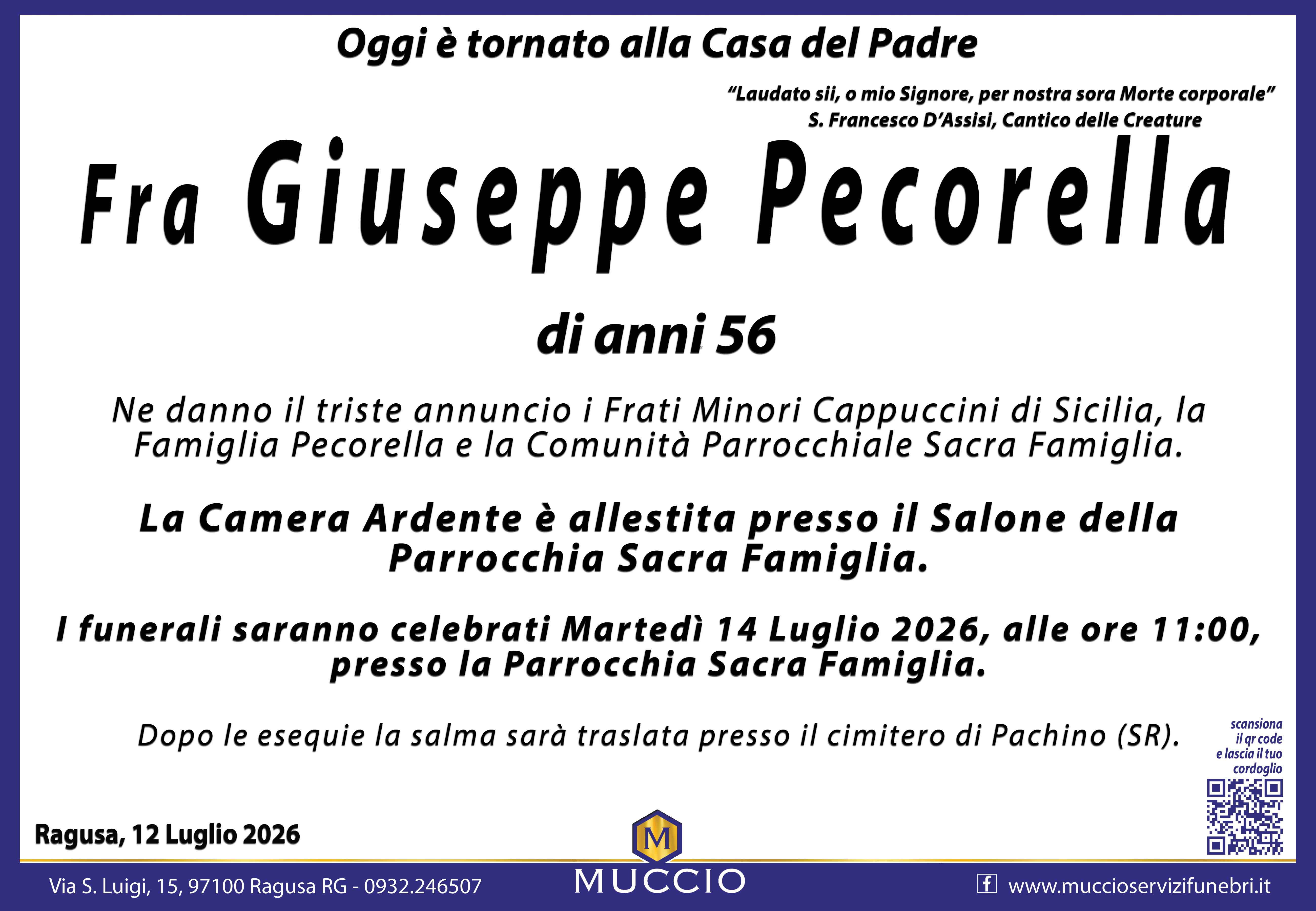 Necrologi: Fra Giuseppe Pecorella