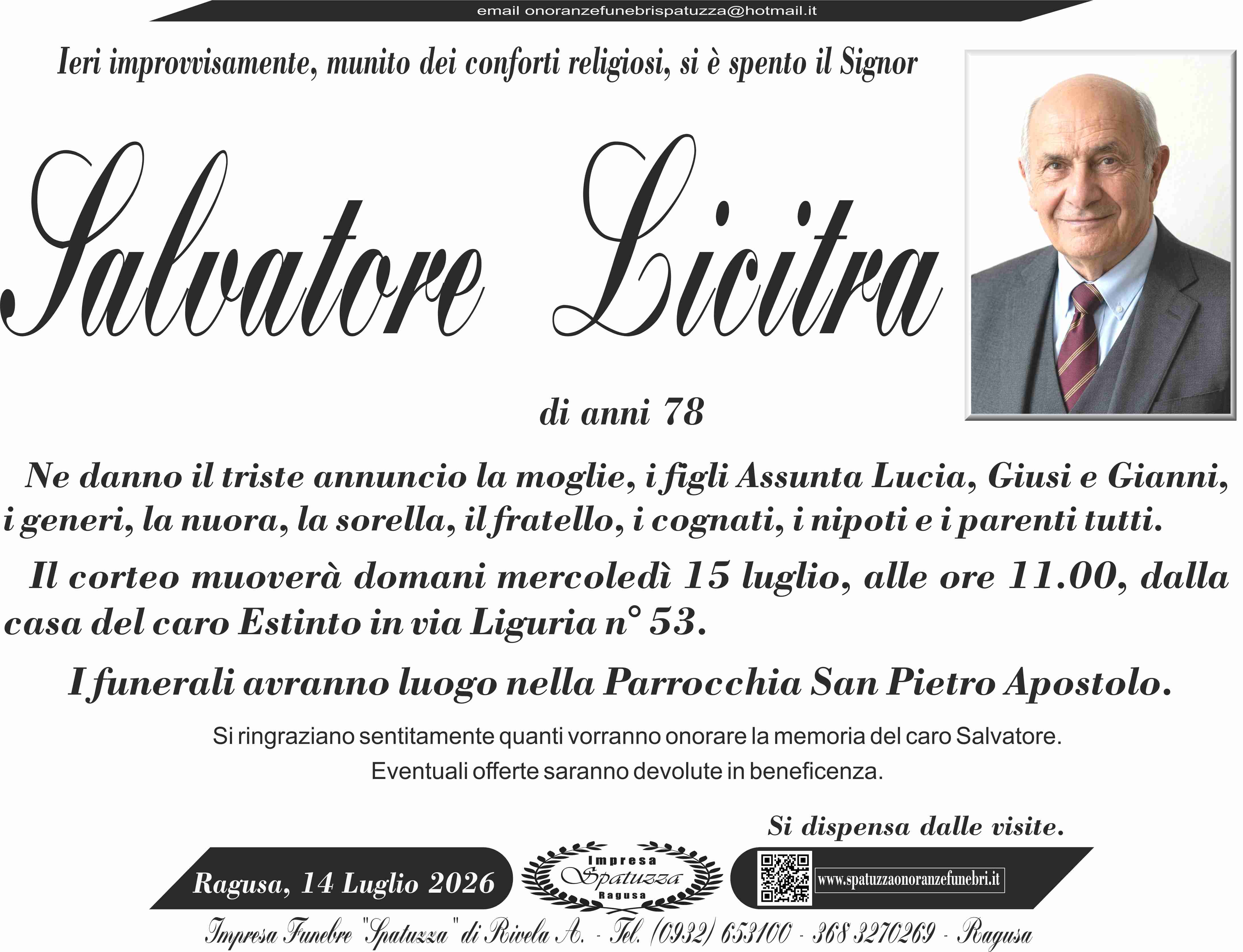 Necrologi: Salvatore Licitra