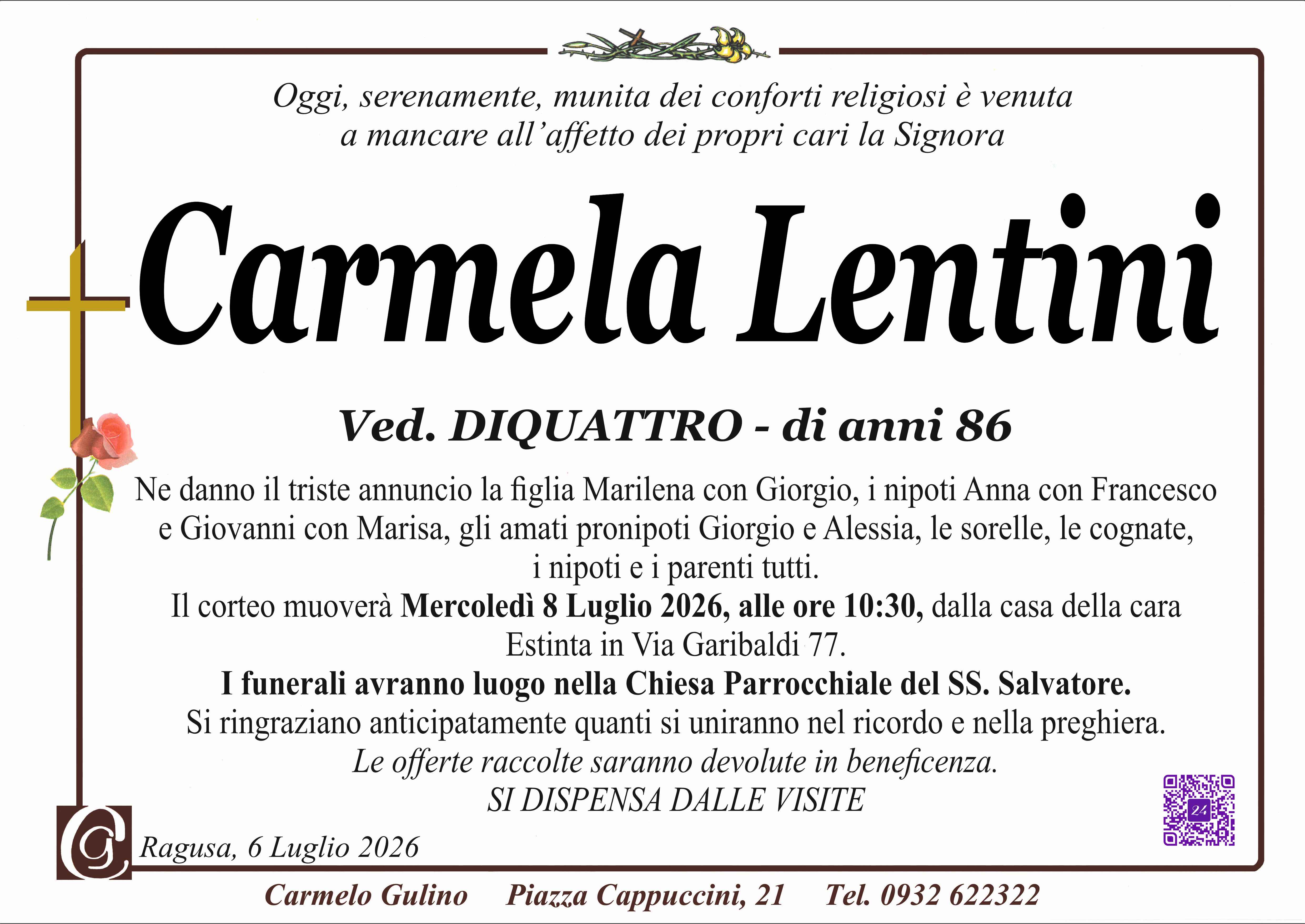 Necrologi: Carmela Lentini