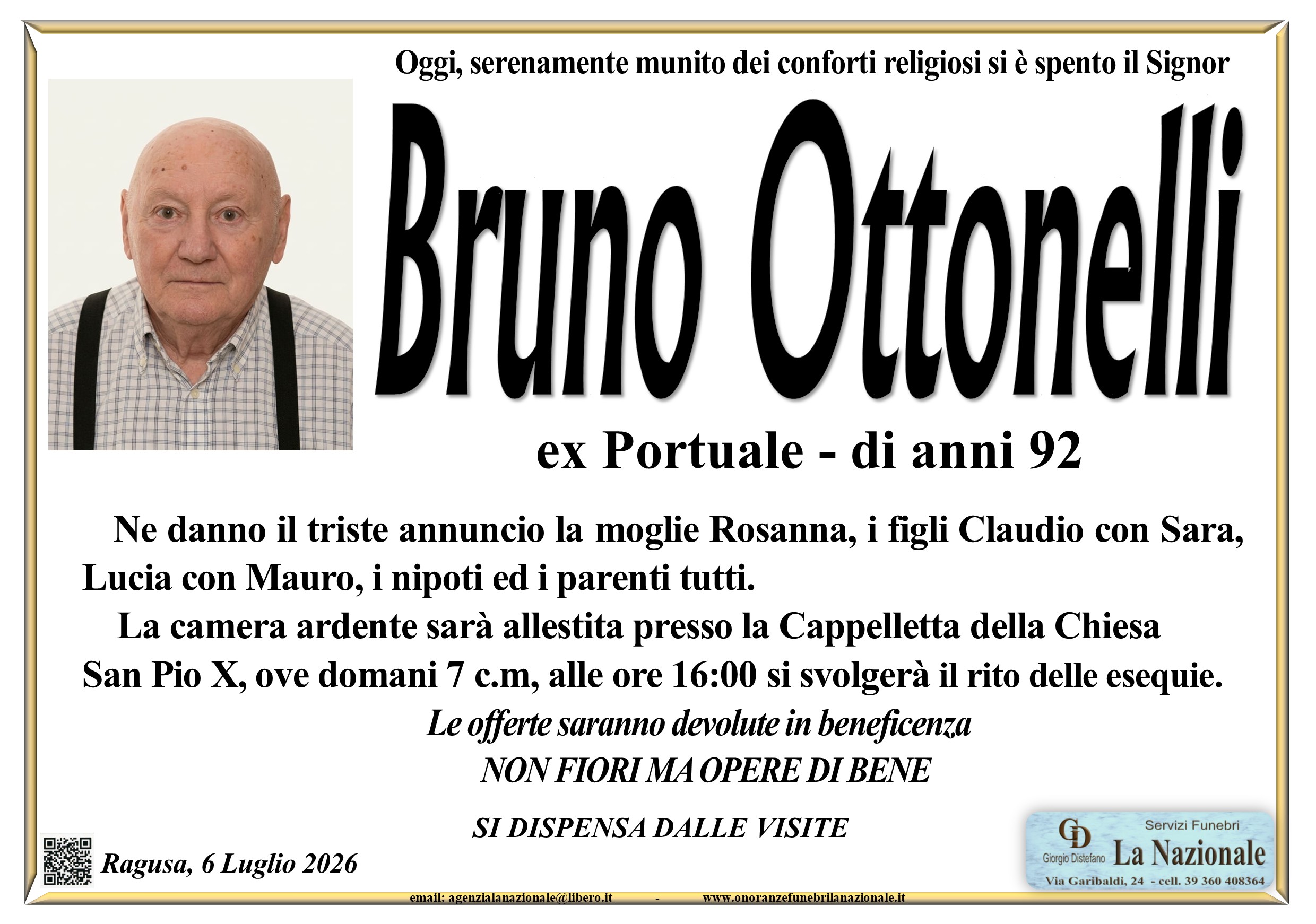 Necrologi: Bruno Ottonelli