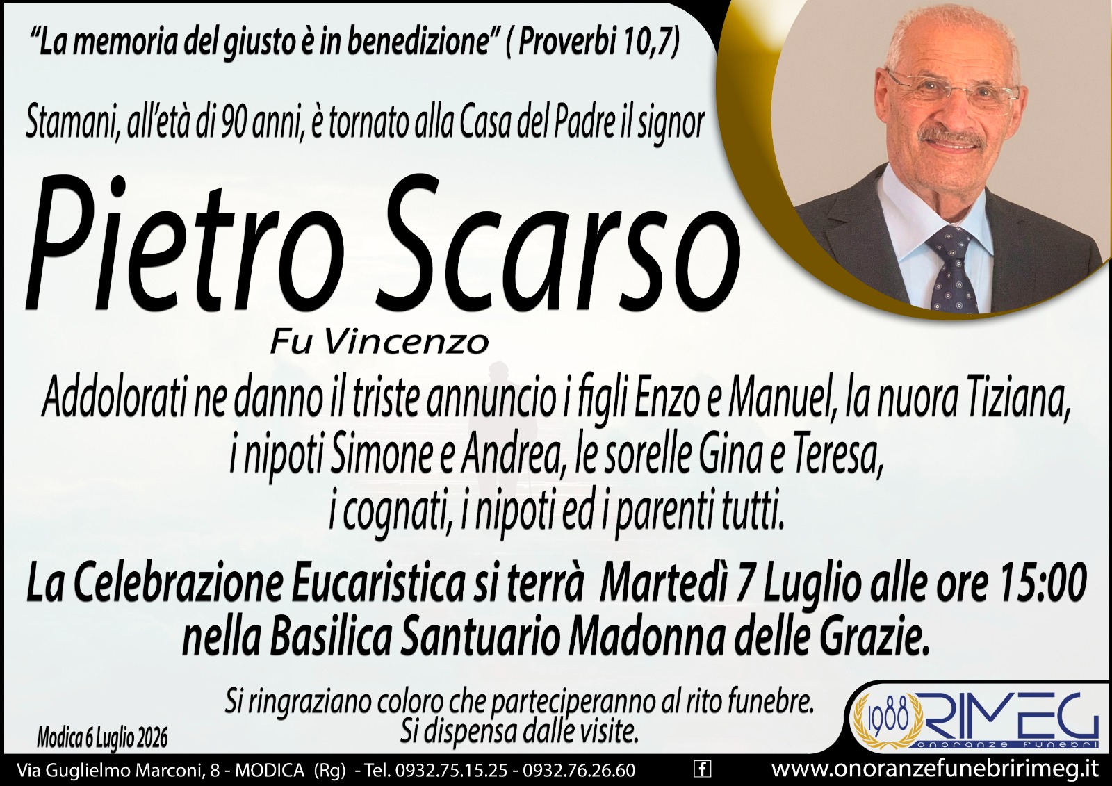 Necrologi: Pietro Scarso