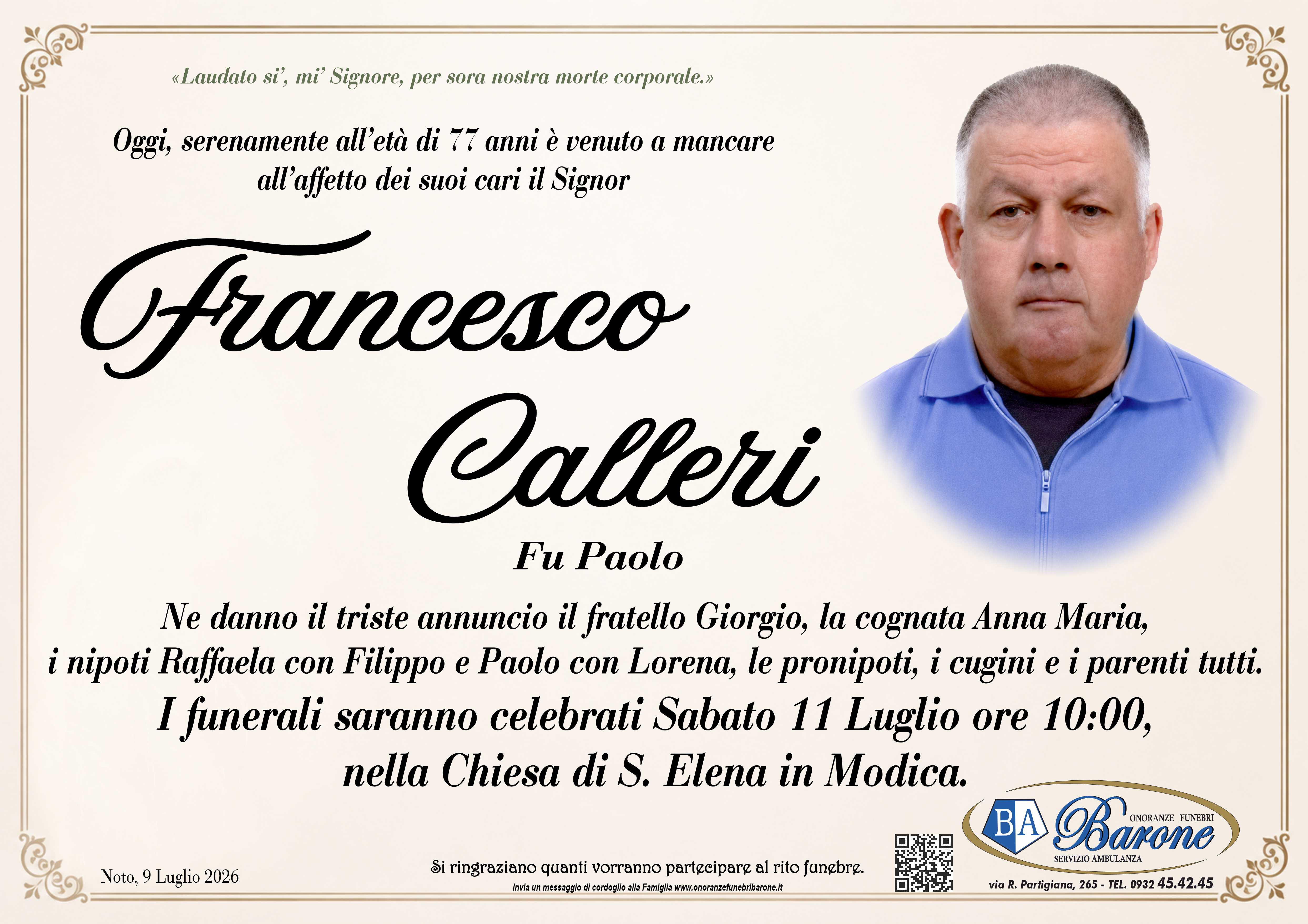 Necrologi: Francesco Calleri