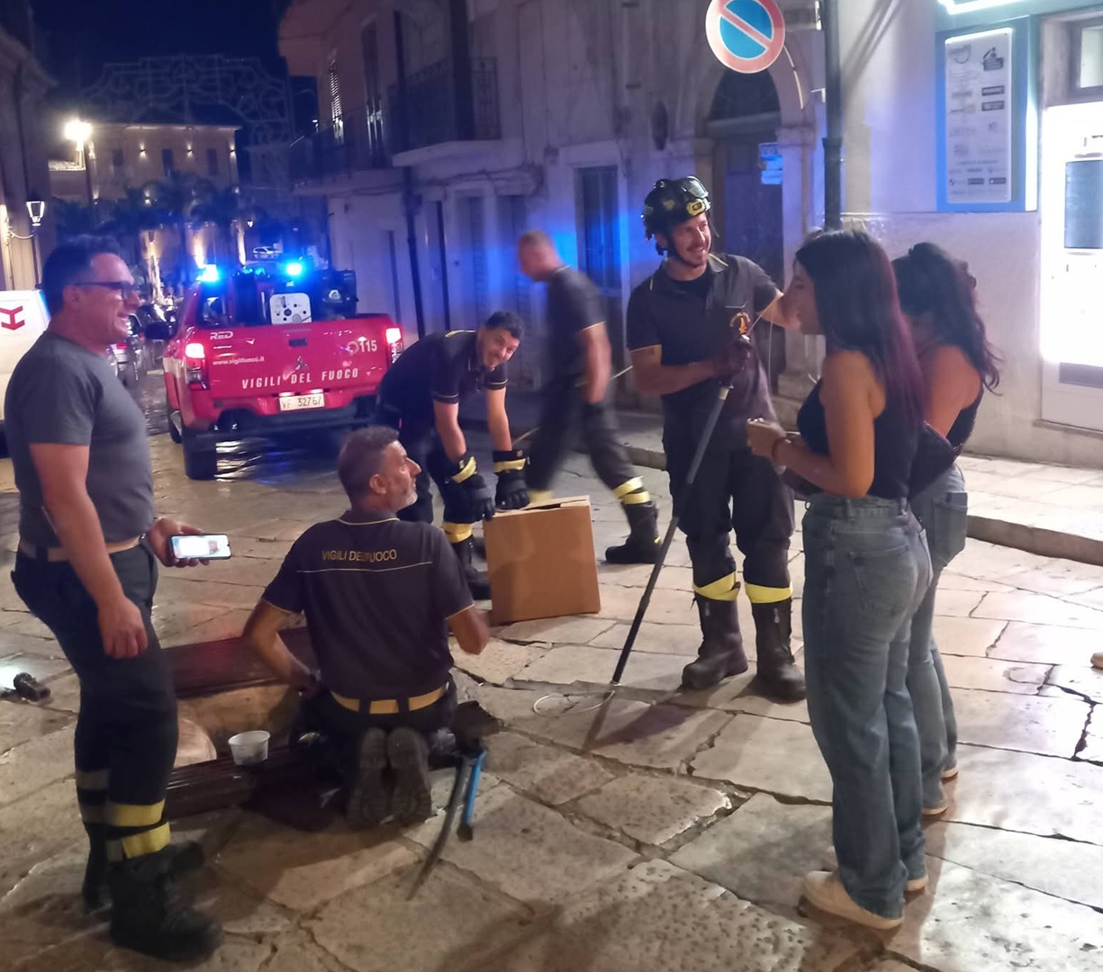 Gattino salvato dai vigili del fuoco a Comiso: era caduto in un canale delle acque bianche