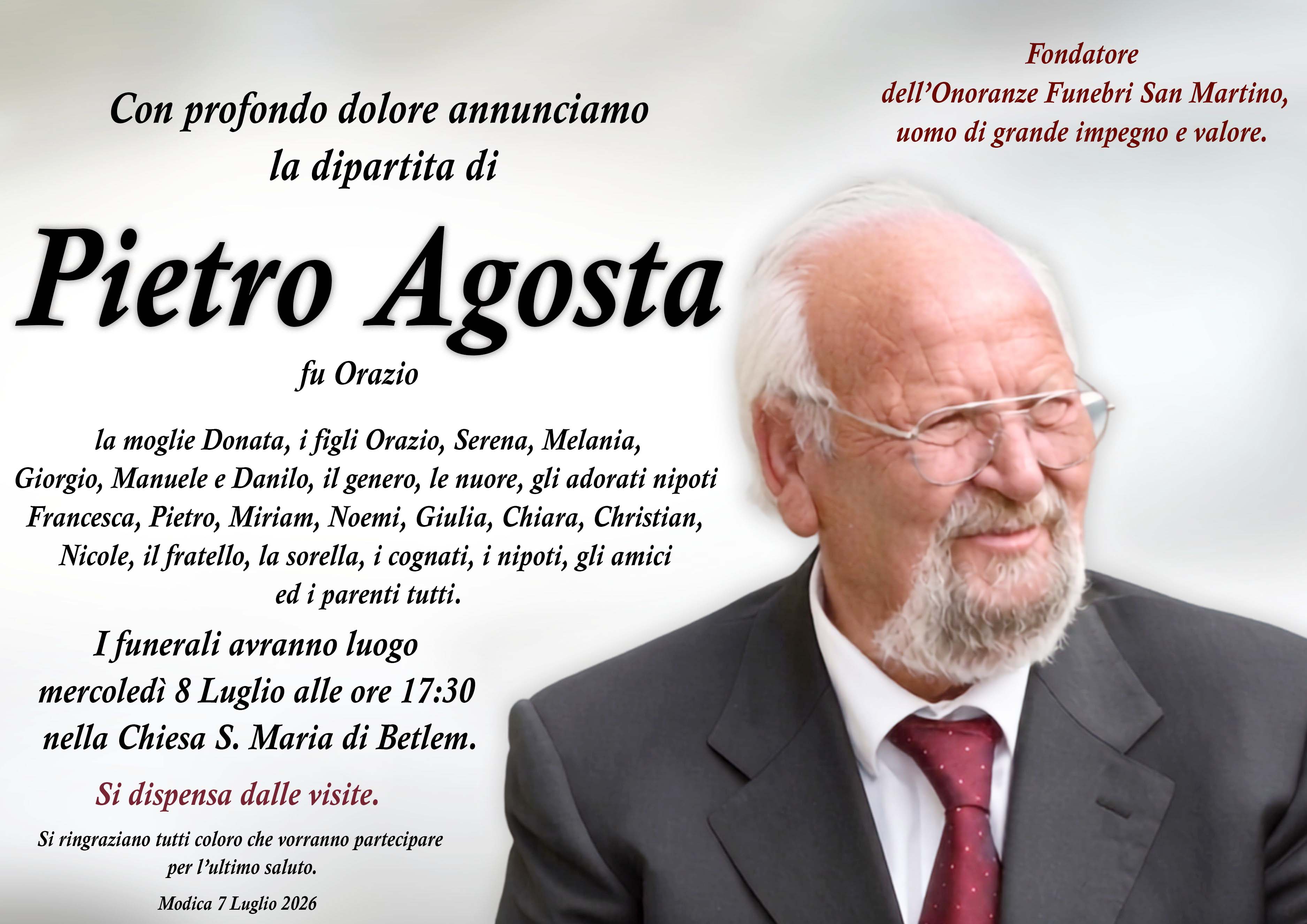 Necrologi: Pietro Agosta