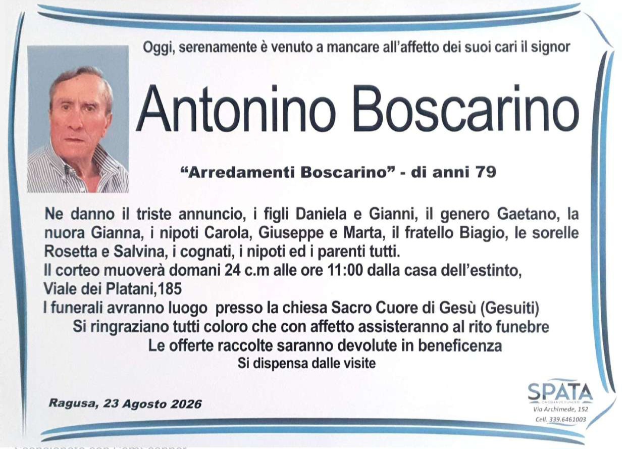 Necrologi: Antonino Boscarino
