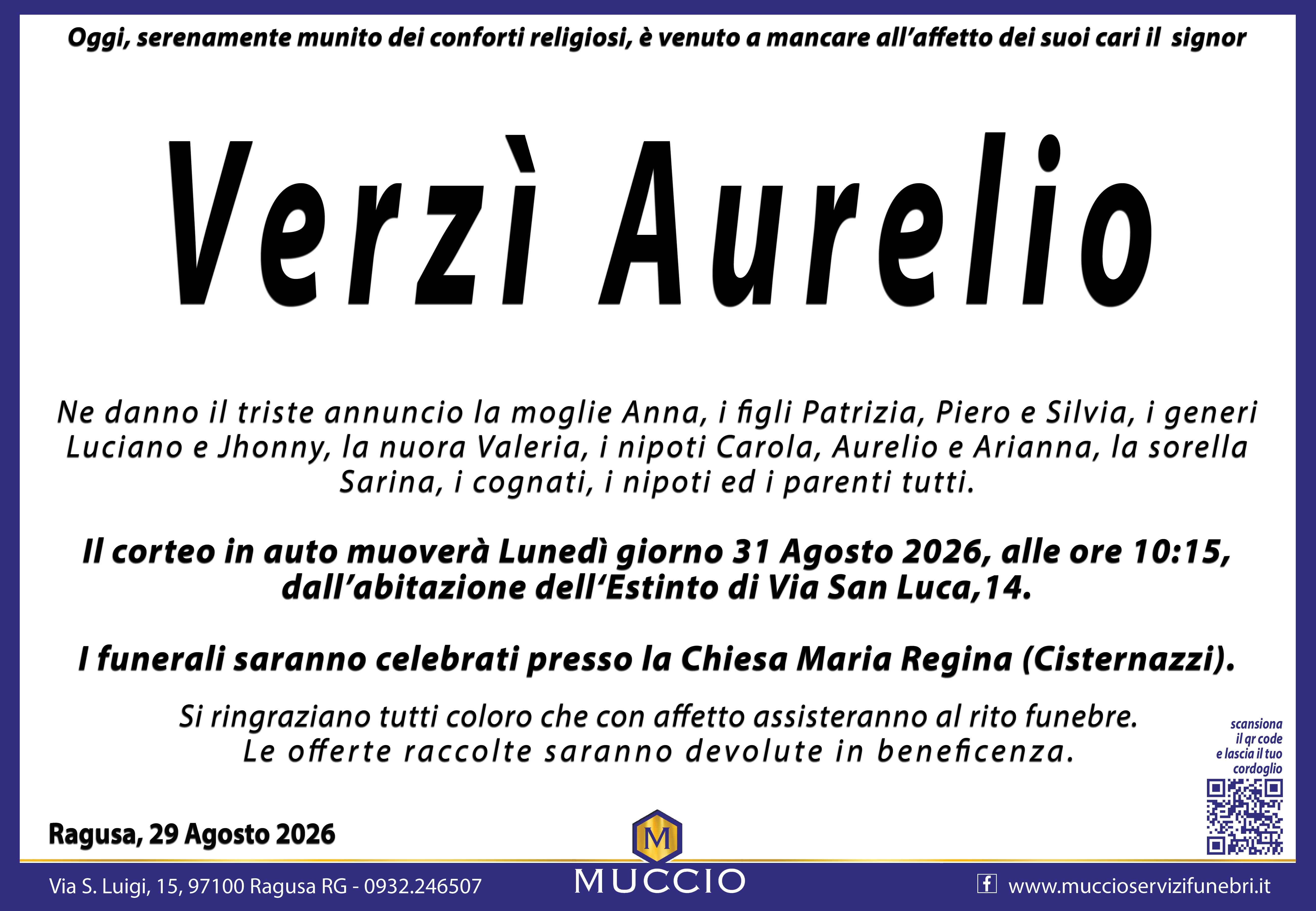 Necrologi: Aurelio Verzì’