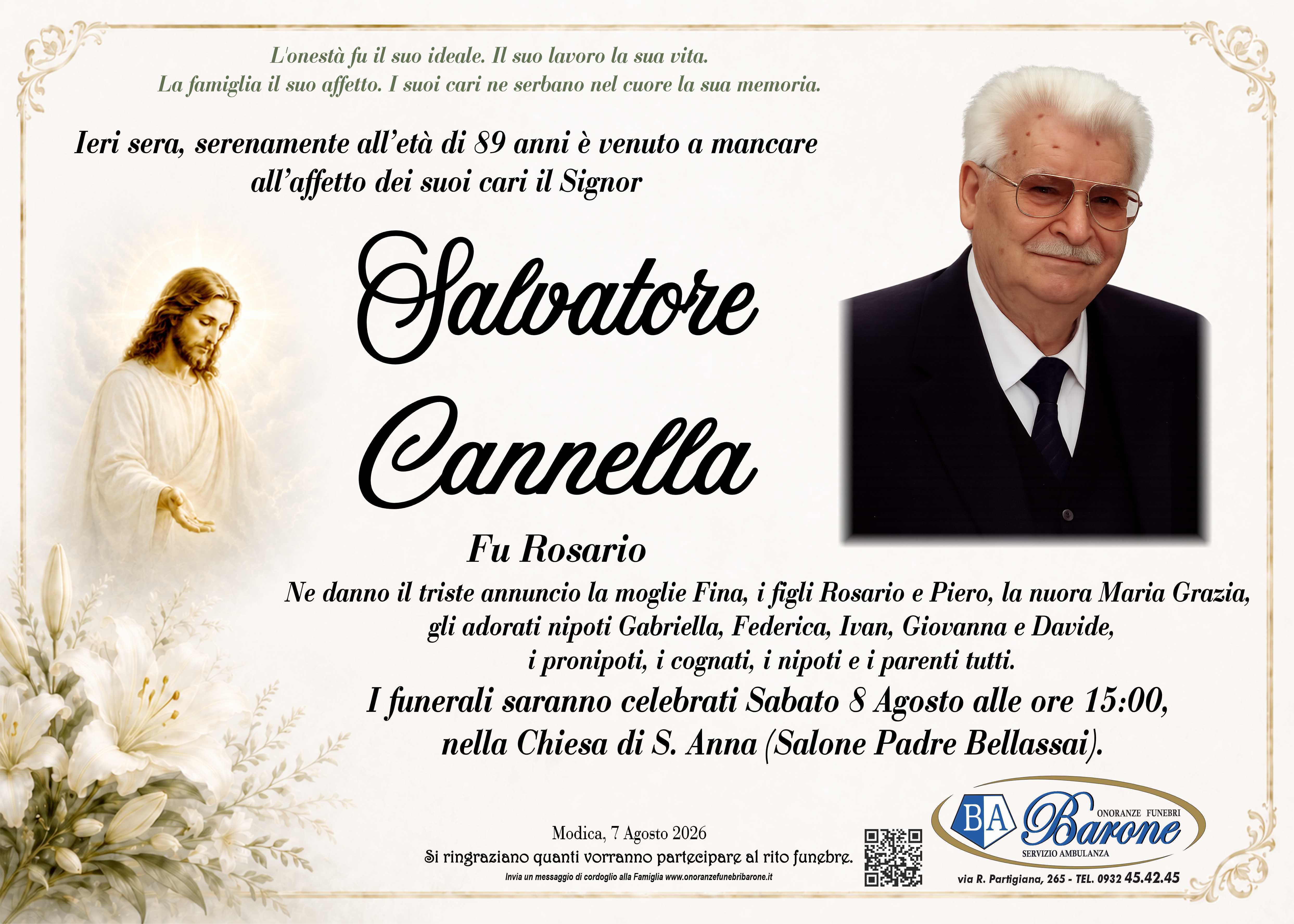 Necrologi: Salvatore Cannella