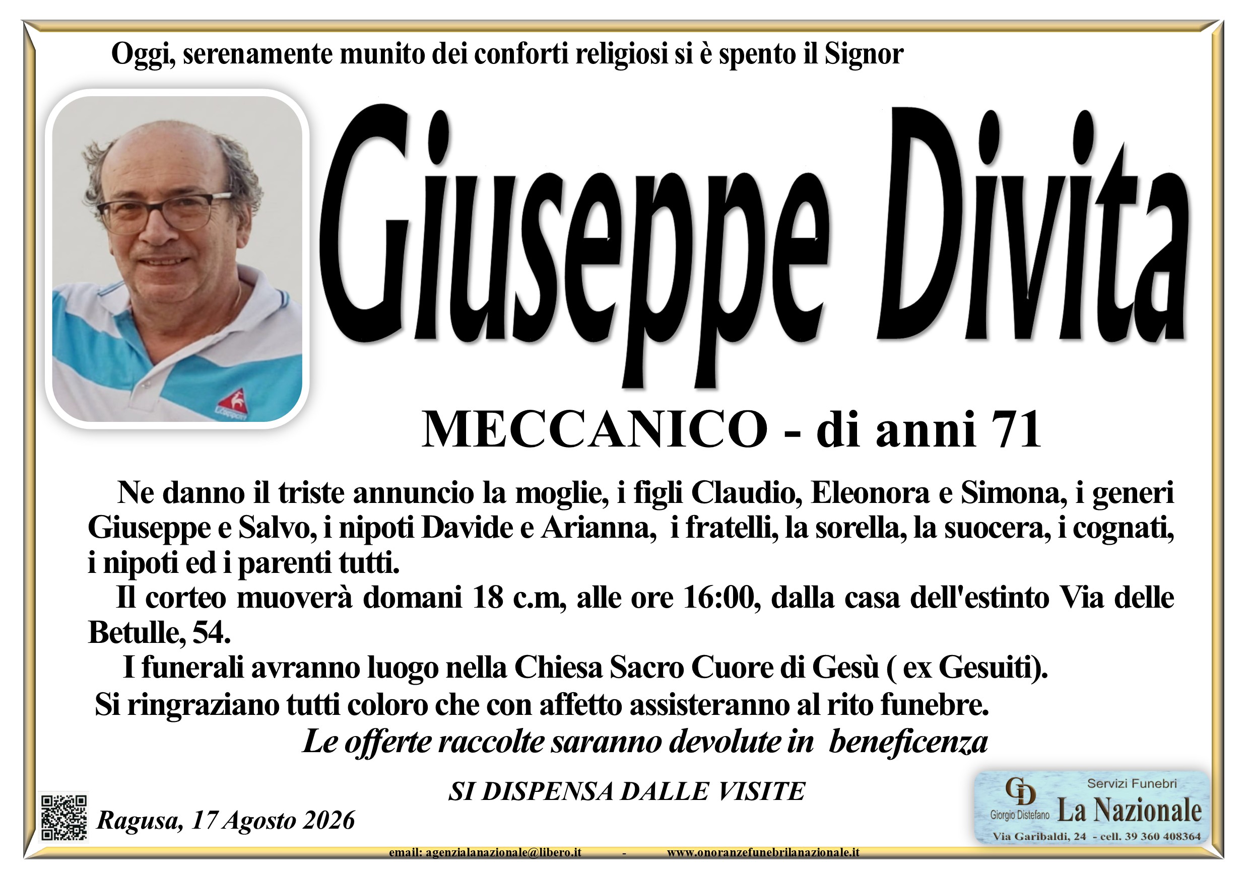 Necrologi: Giuseppe Divita