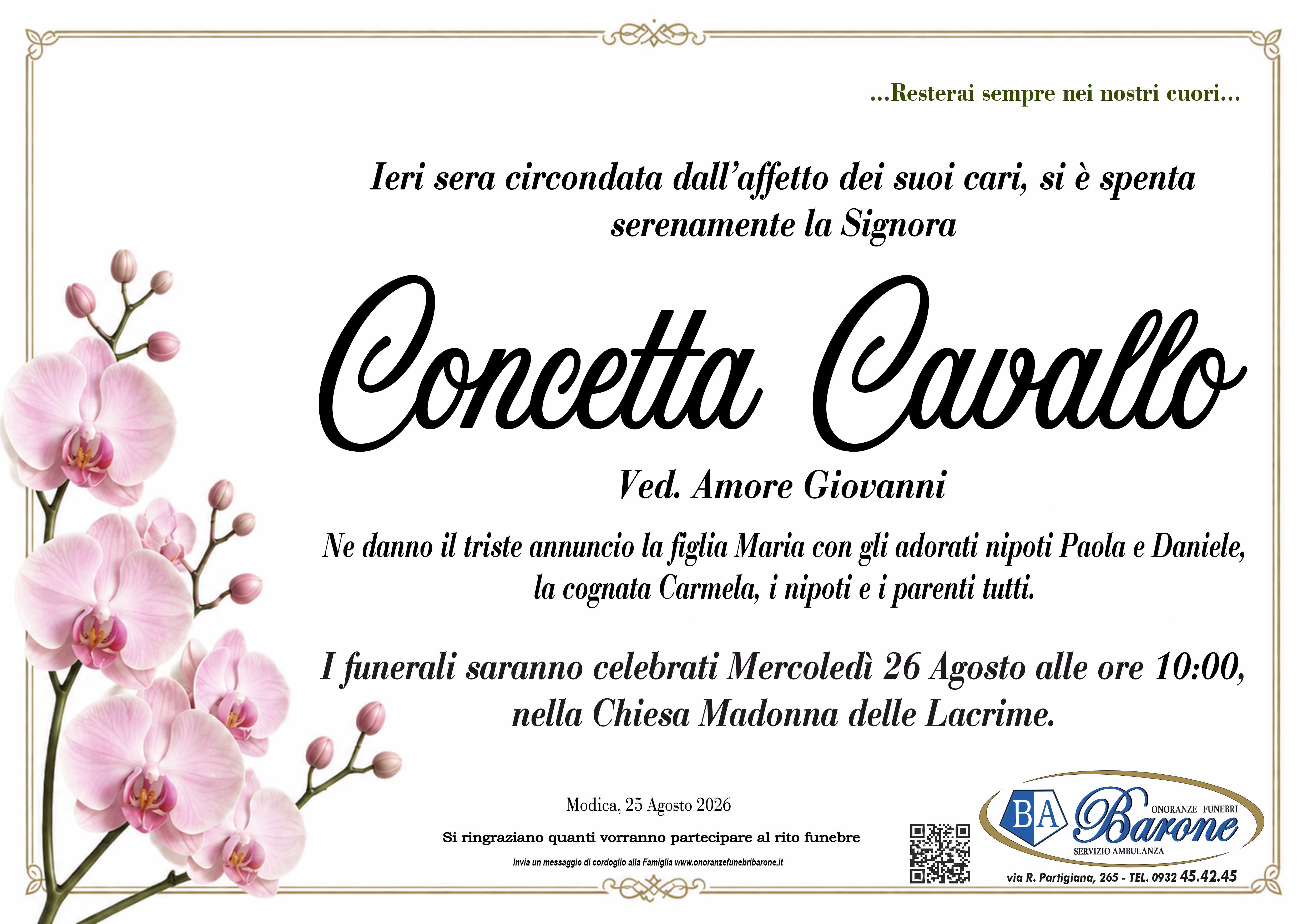 Necrologi: Concetta Cavallo
