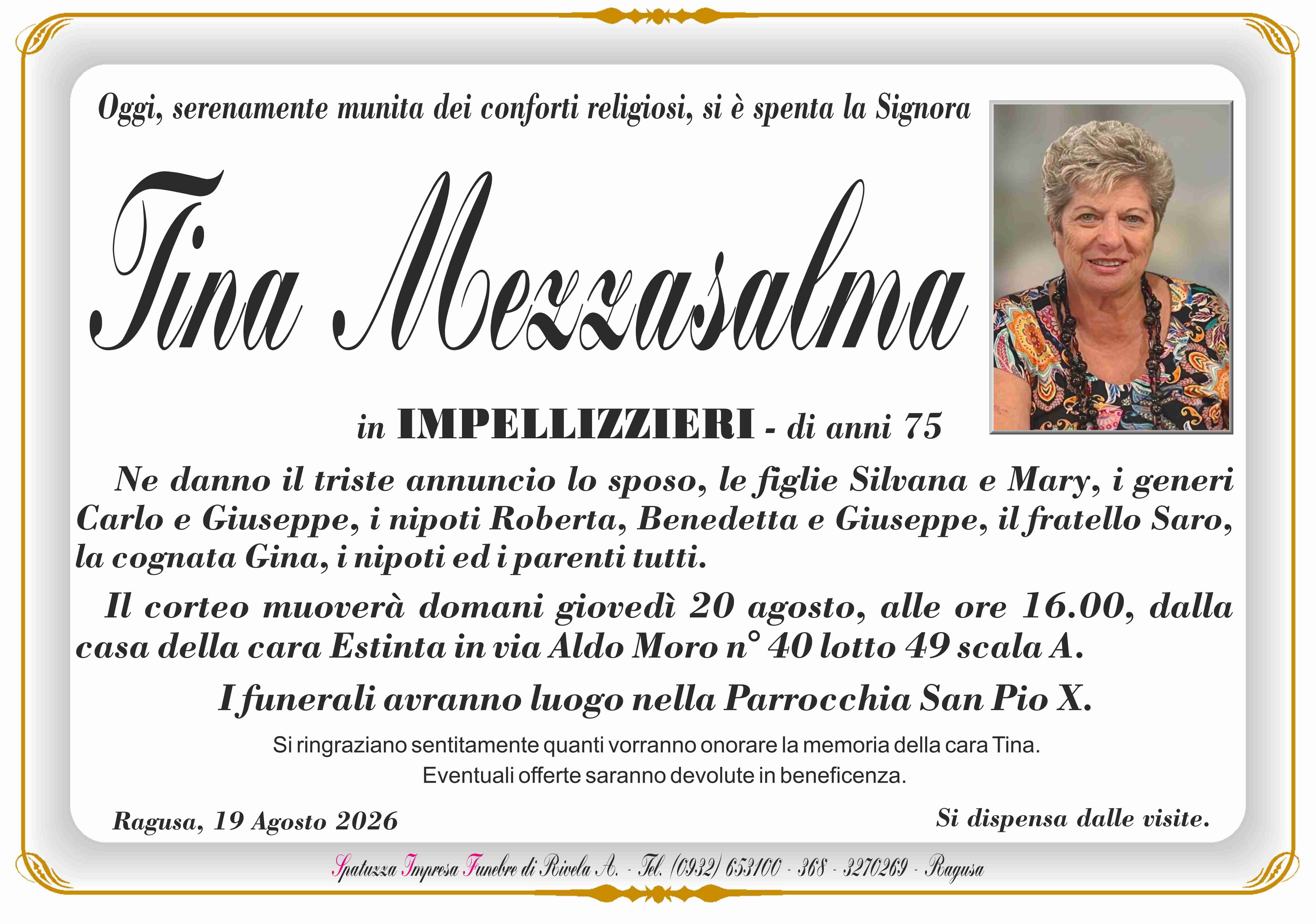 Necrologi: TIna Mezzasalma