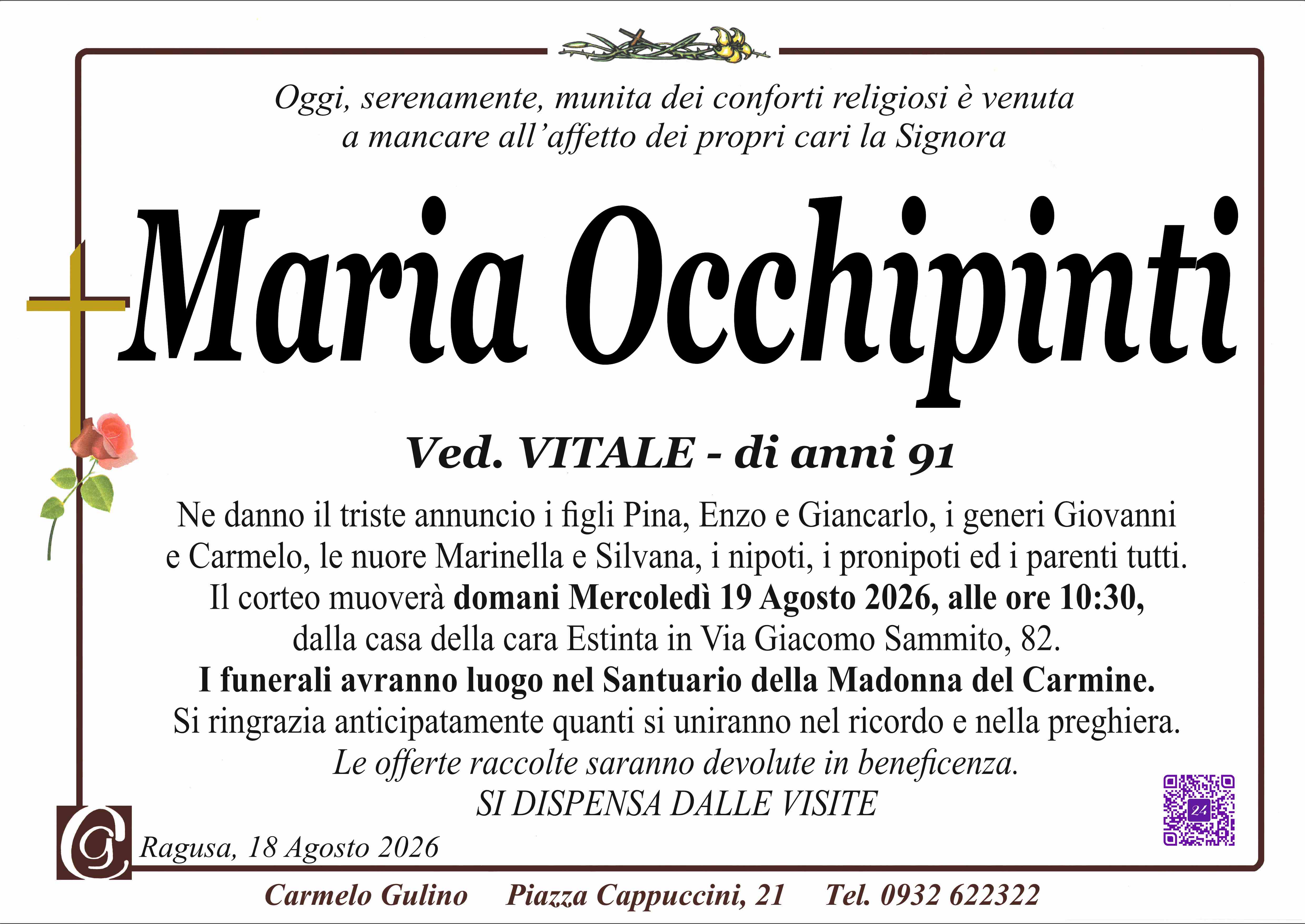 Necrologi: Maria Occhipinti