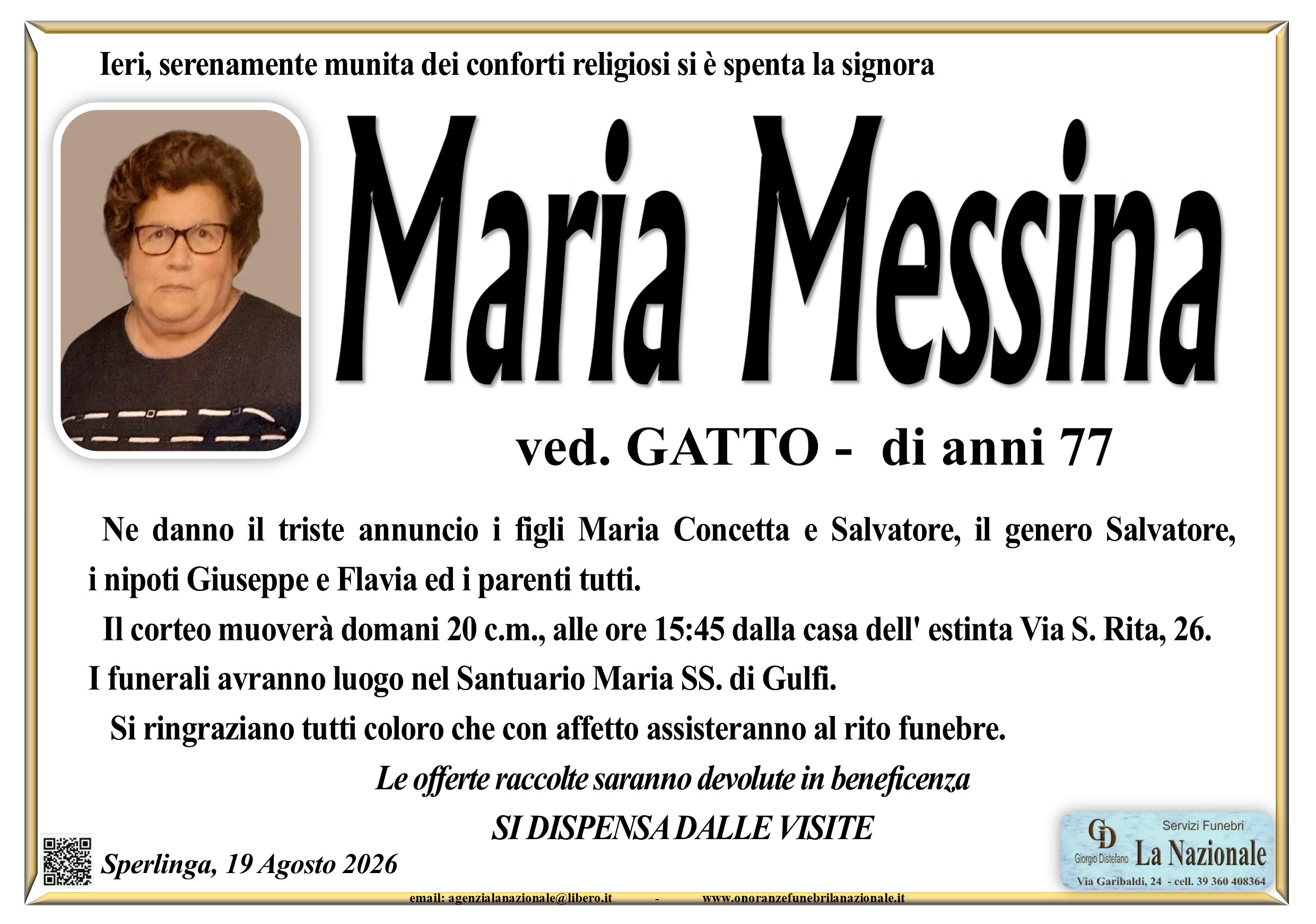 Necrologi: Maria Messina