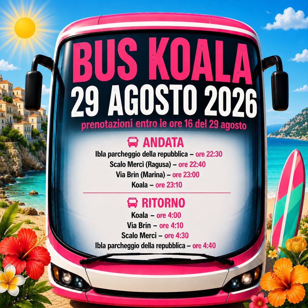 Torna il bus gratuito per il Koala: il 29 agosto navetta da Ibla, centro e Marina