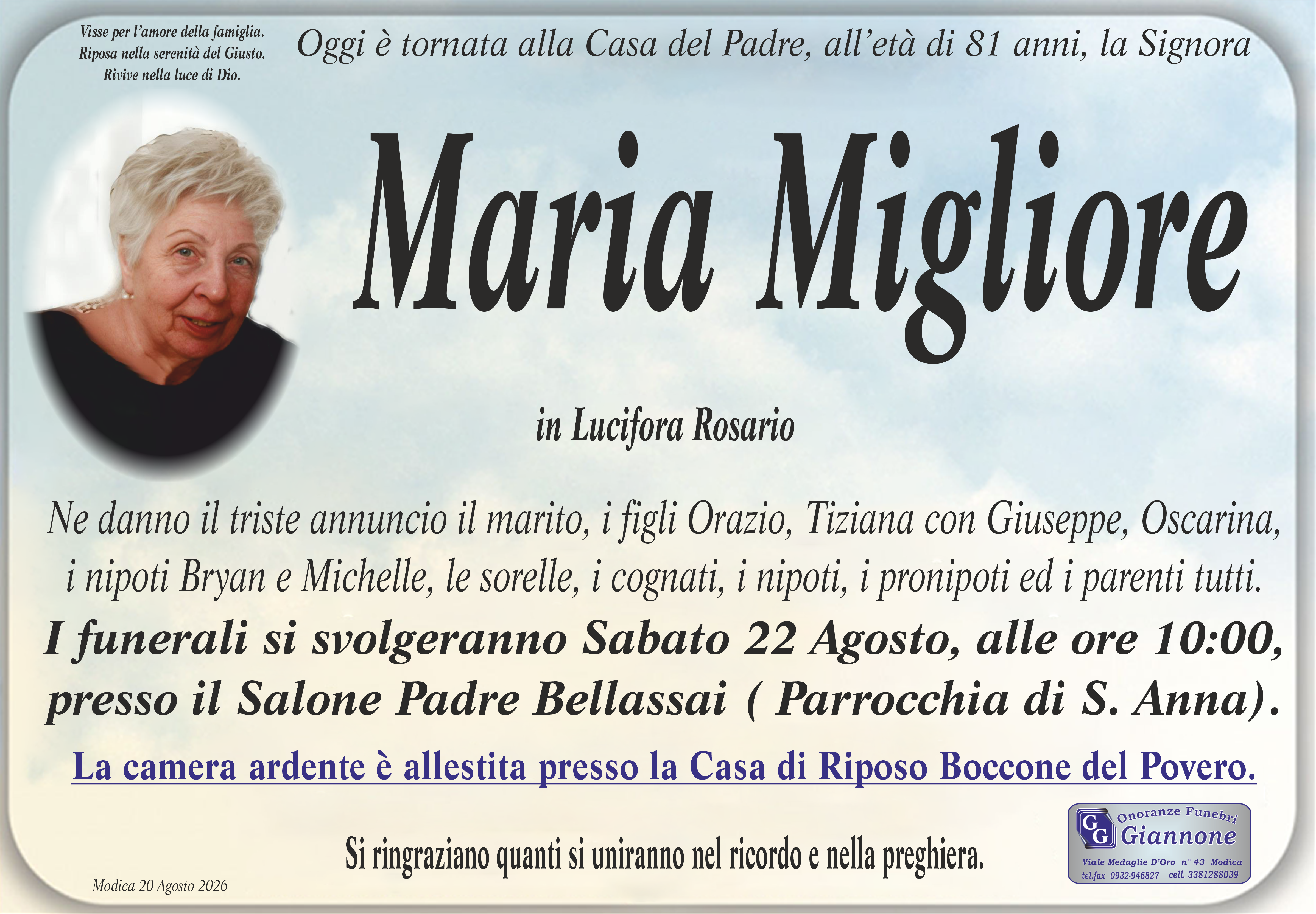 Necrologi: Maria Migliore