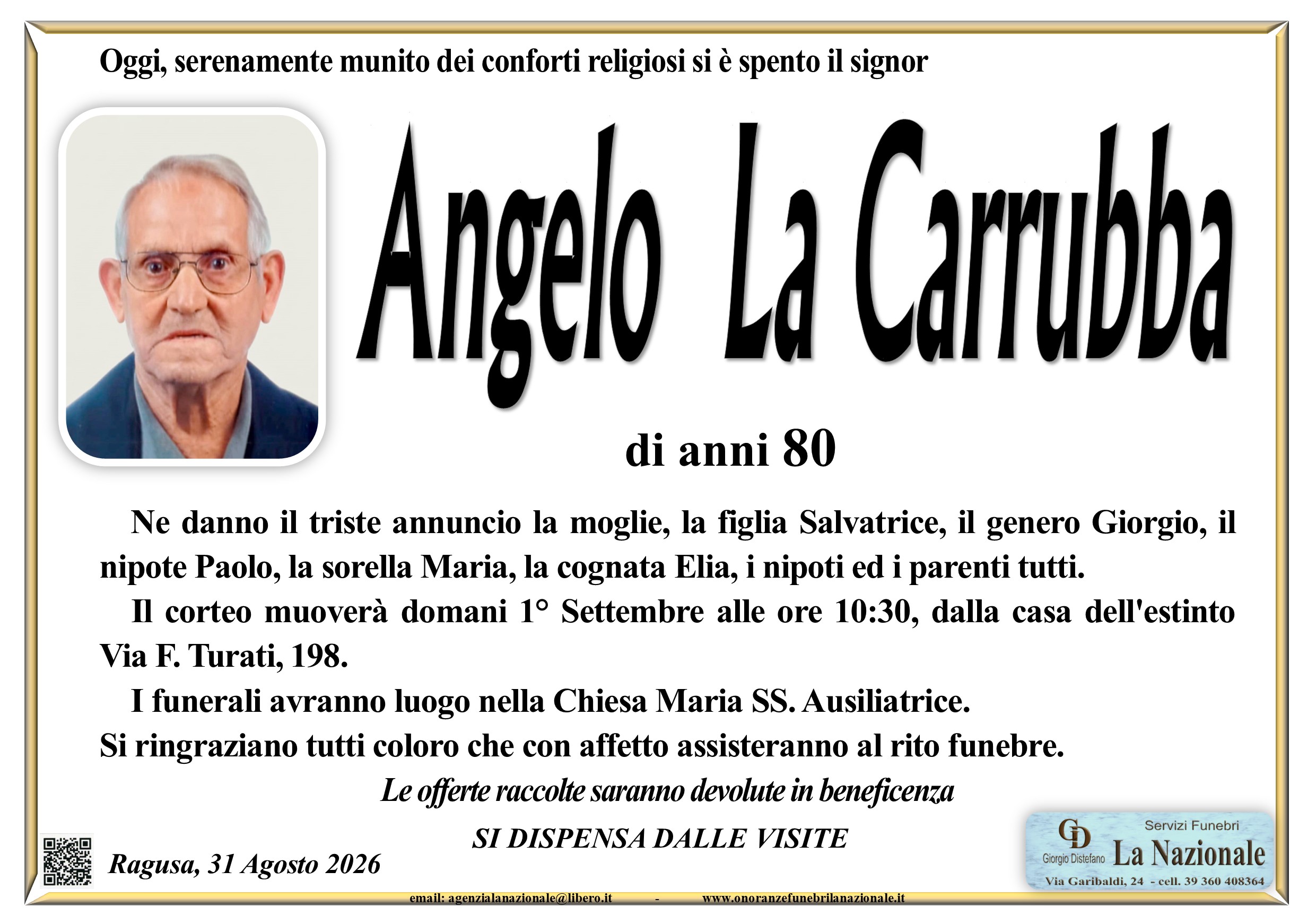 Necrologi: Angelo La Carrubba