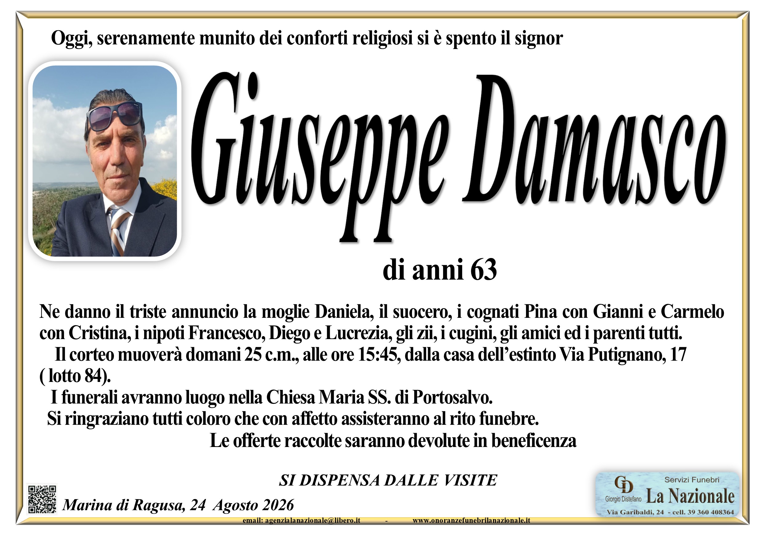 Necrologi: Giuseppe Damasco