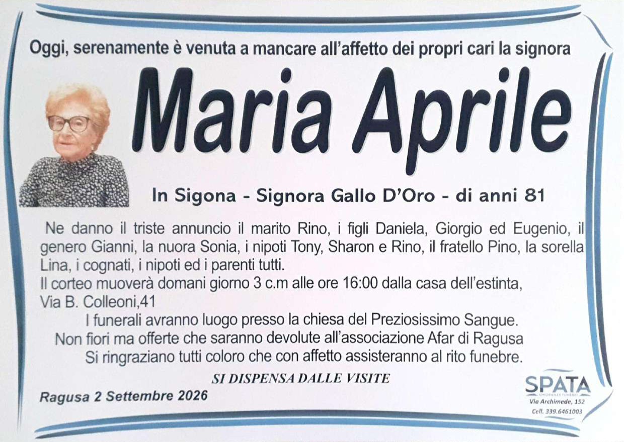 Necrologi: Maria Aprile