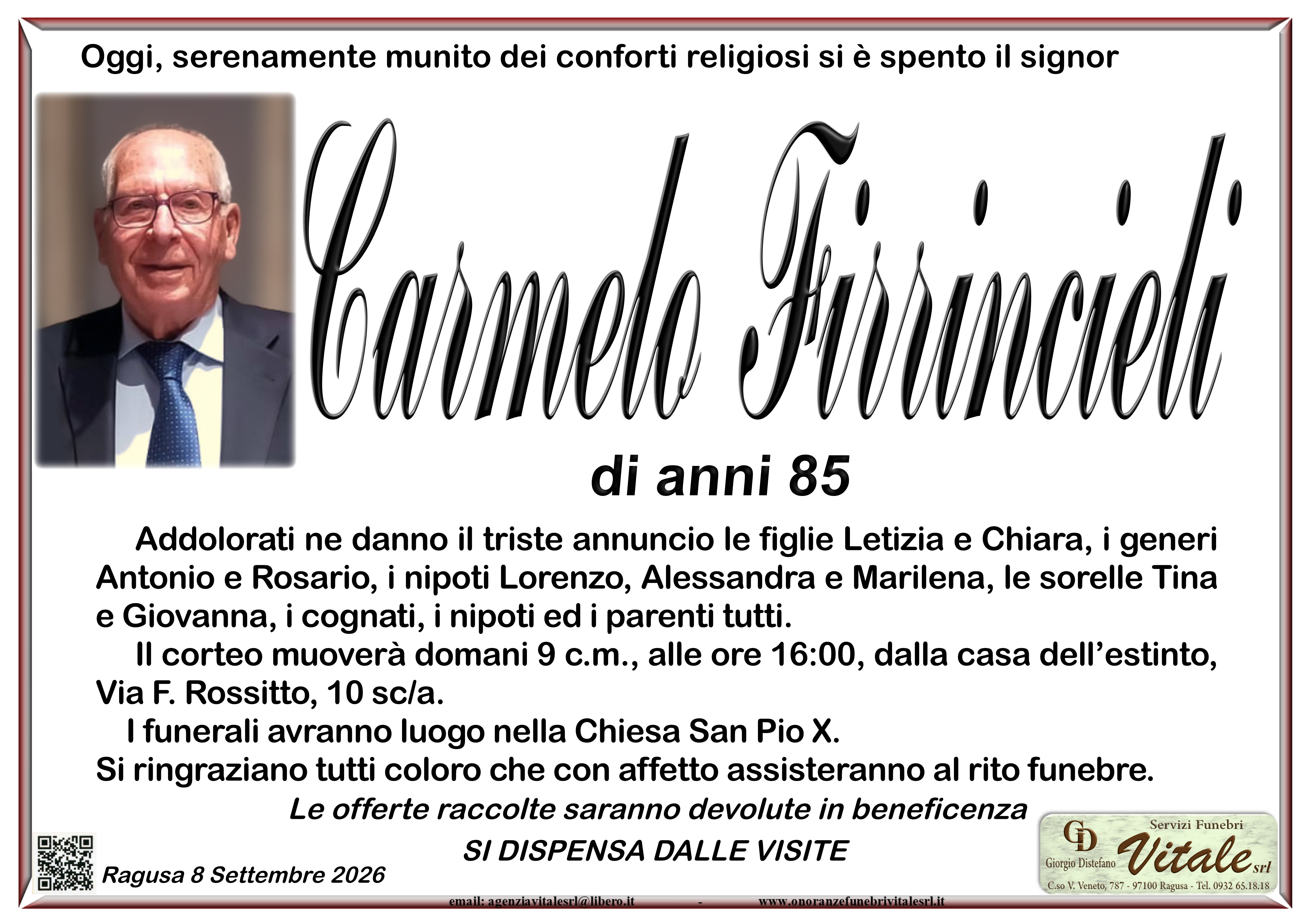 Necrologi: Carmelo Firrincieli