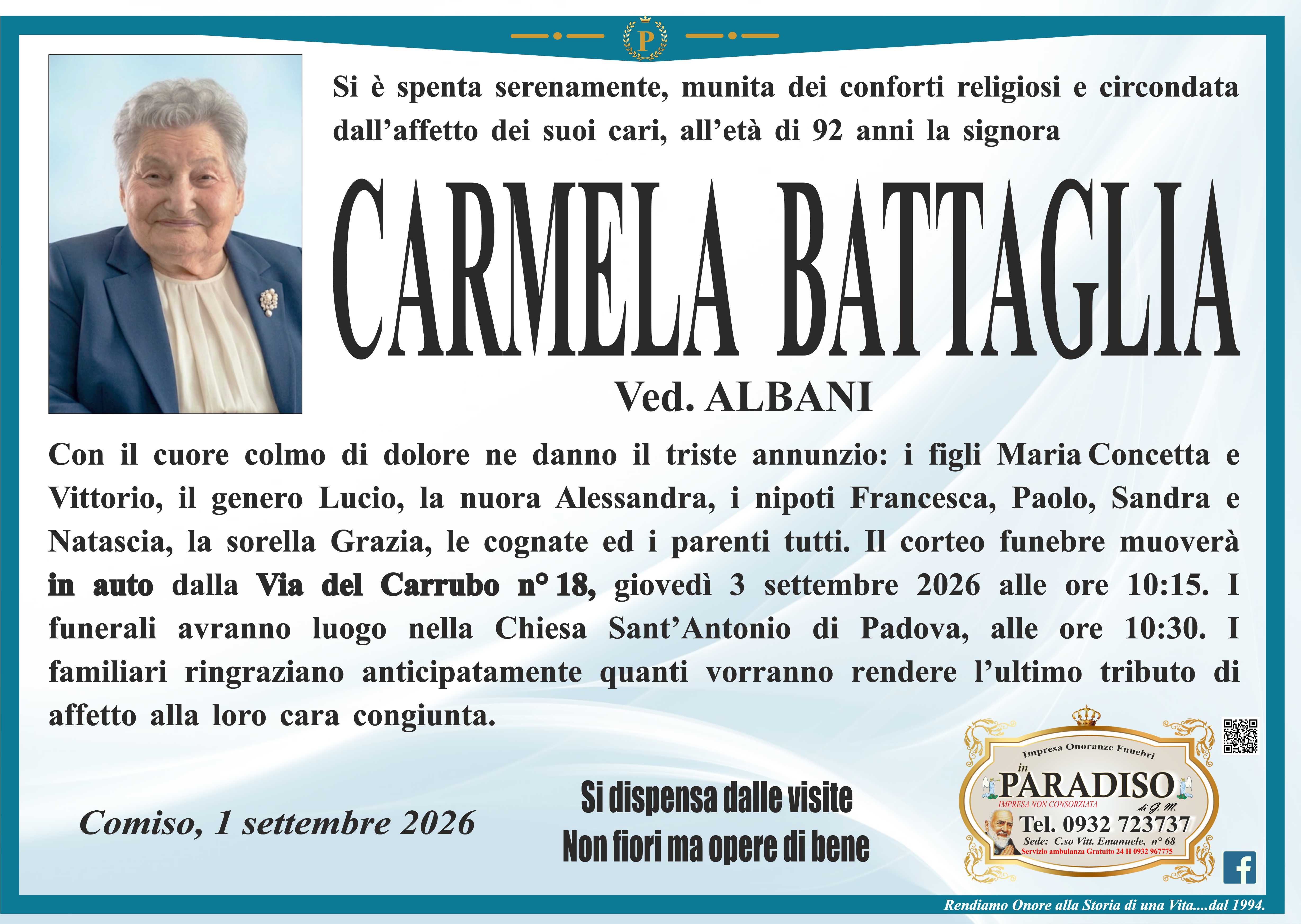 Necrologi: Carmela Battaglia