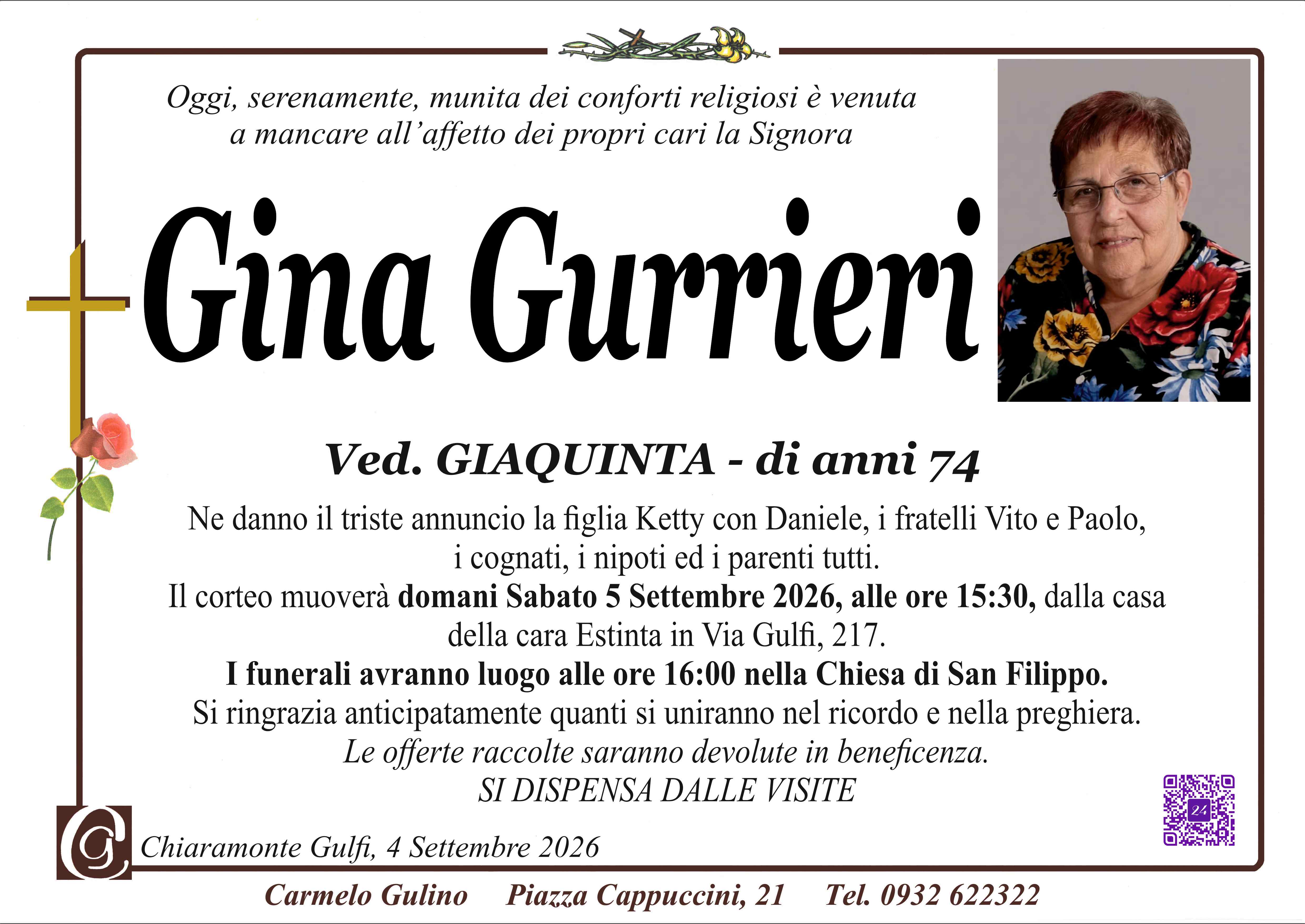 Necrologi: Gina Gurrieri