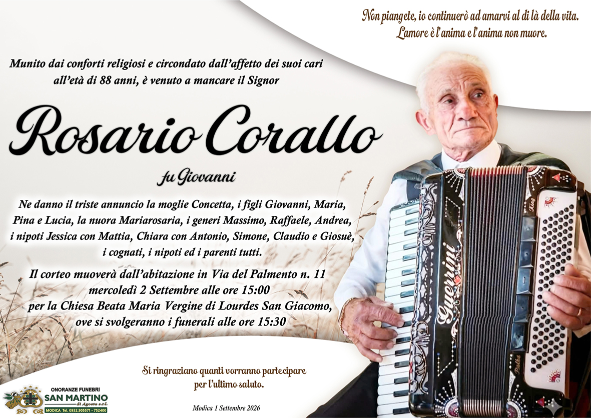 Necrologi: Rosario Corallo