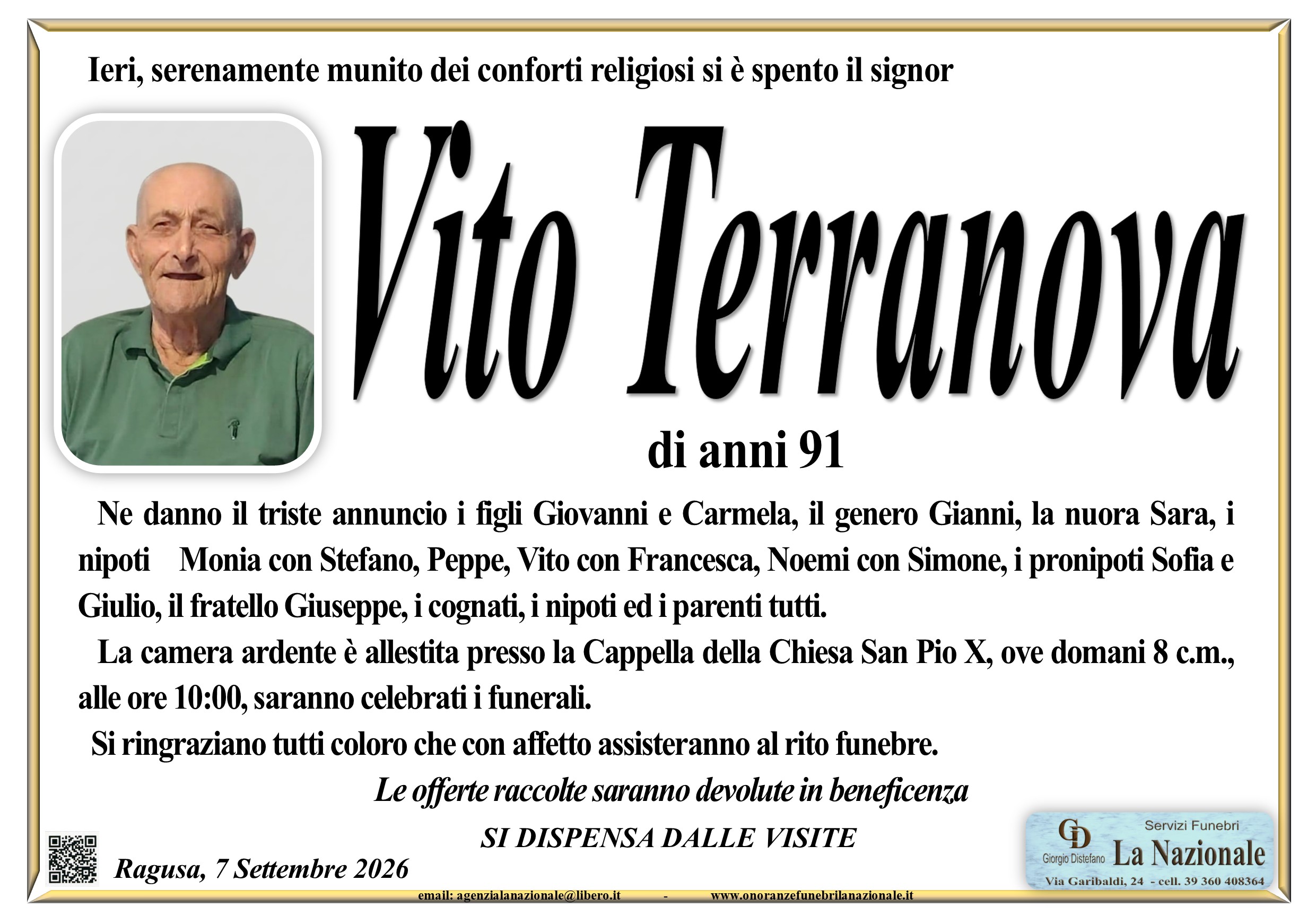 Necrologi: Vito Terranova