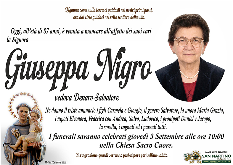 Necrologi: Giuseppa Nigro