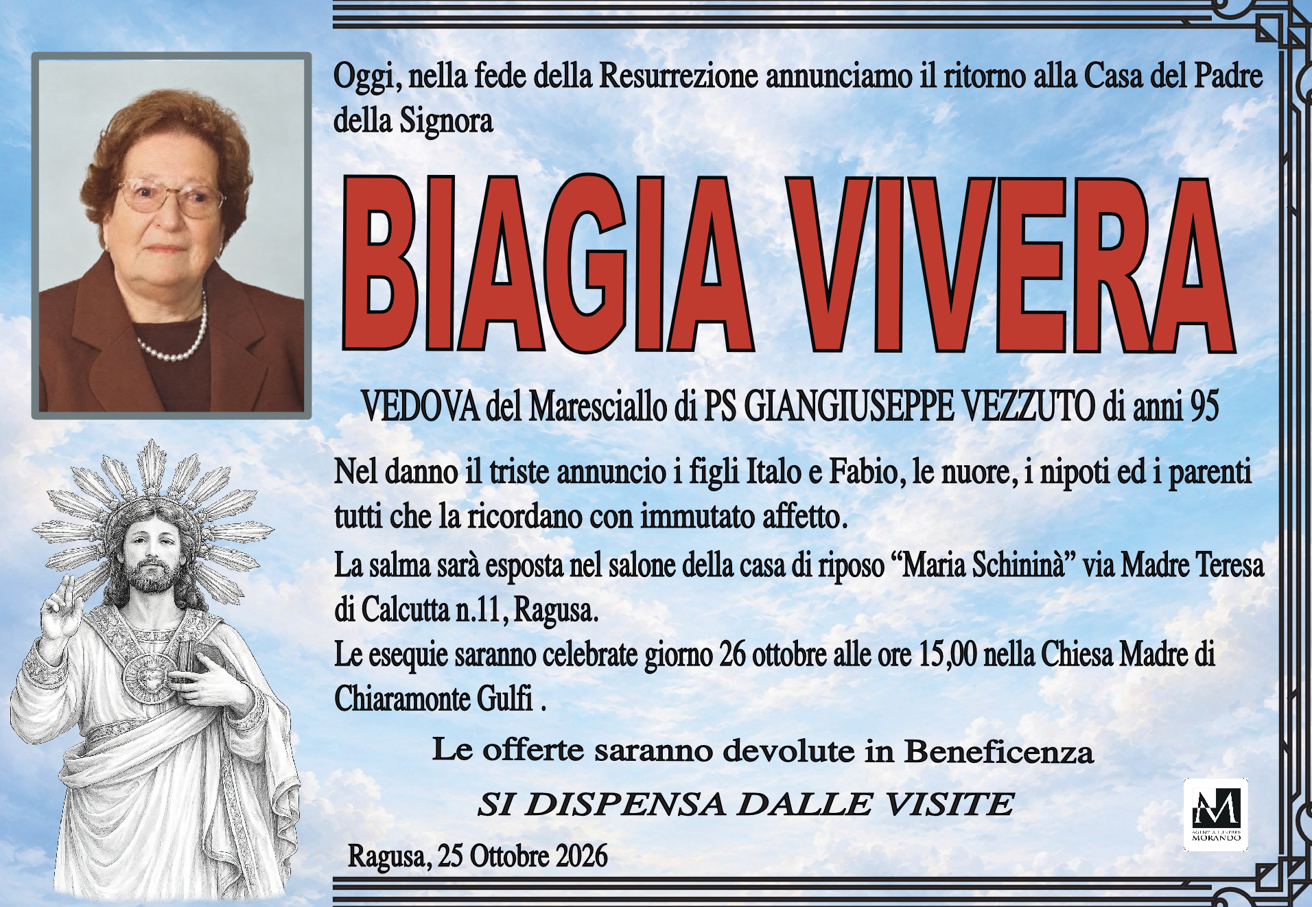 Necrologi: È scomparsa Biagia Vivera