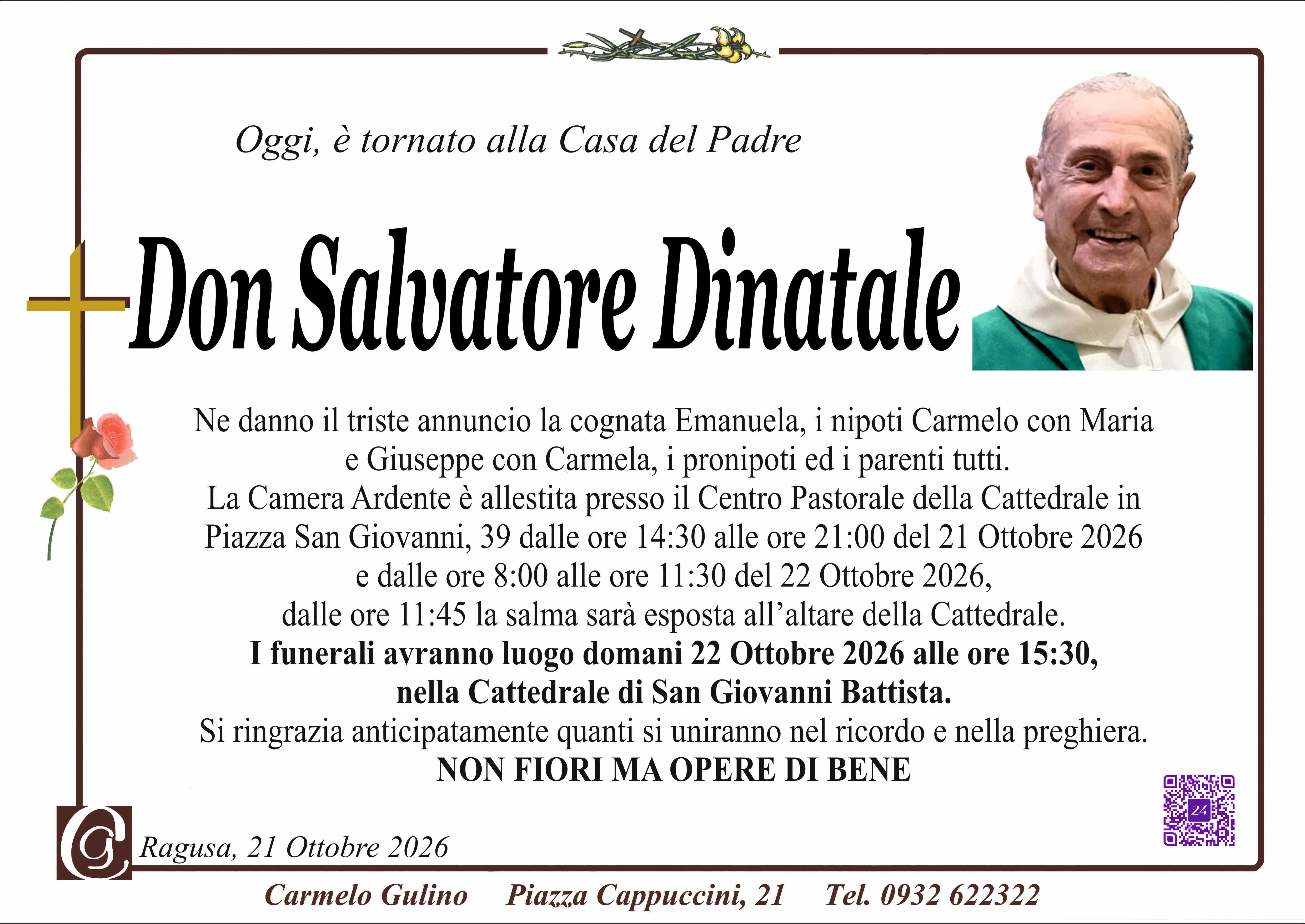 Necrologi: È scomparso Don Salvatore Dinatale
