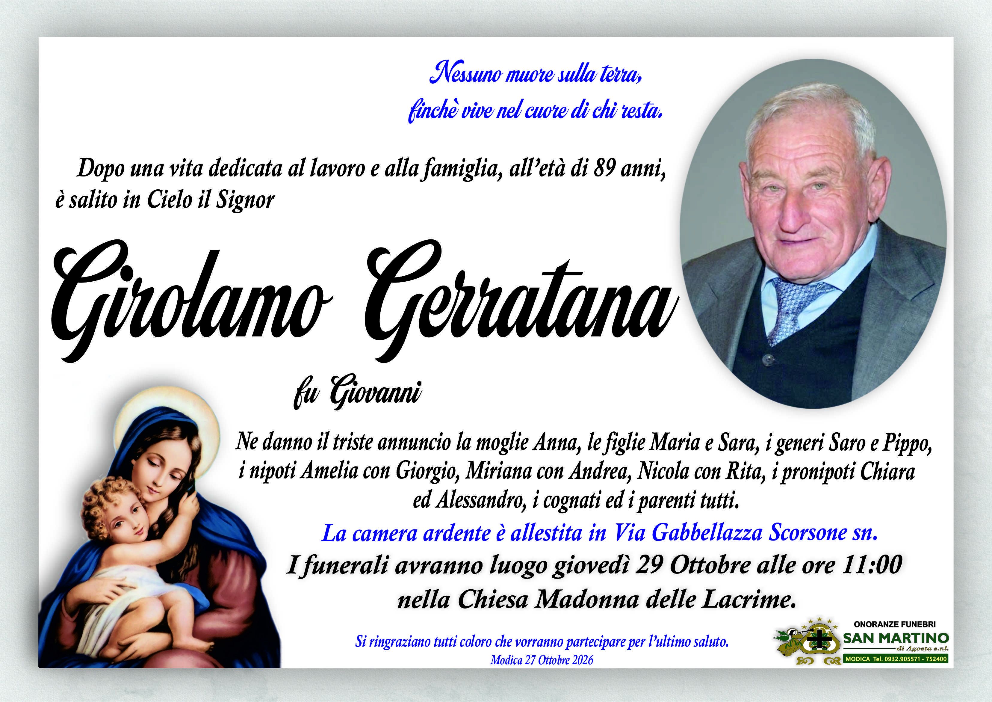 Necrologi: È scomparso Girolamo Gerratana