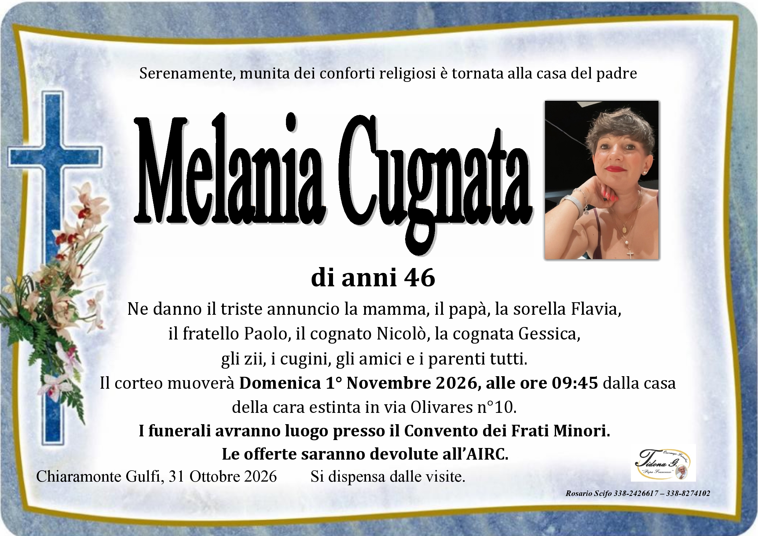 Necrologi: È scomparsa Melania Cugnata